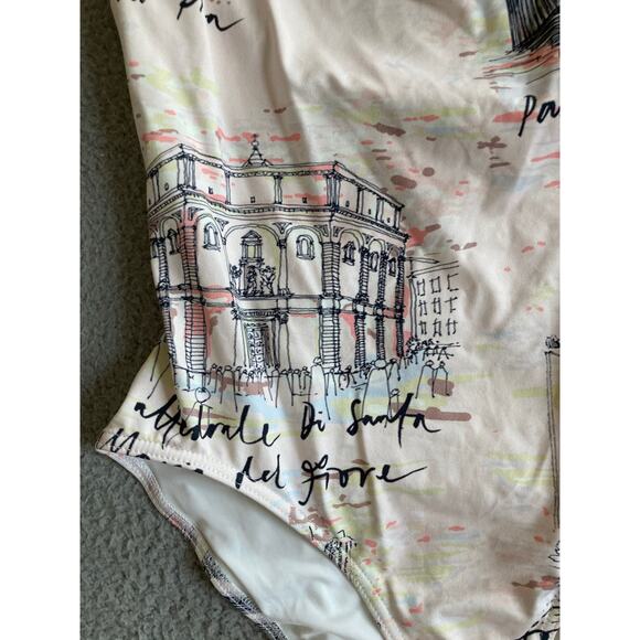 Emilia Wickstead Scarlett One Piece Large Italian City Art Print Pink Swimsuit - Picture 3 of 16